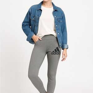 Adidas • NWOT Grey Gray Leggings with Logo